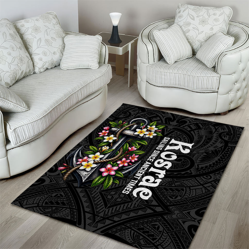 Kosrae Nautical Heritage Area Rug Polynesian Tribal Anchor With Plumeria Tropical Art TS04 - Polynesian Pride
