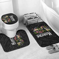 Kosrae Nautical Heritage Bathroom Set Polynesian Tribal Anchor With Plumeria Tropical Art TS04 Mat Set Only (3 pcs) One Size Black Grey - Polynesian Pride