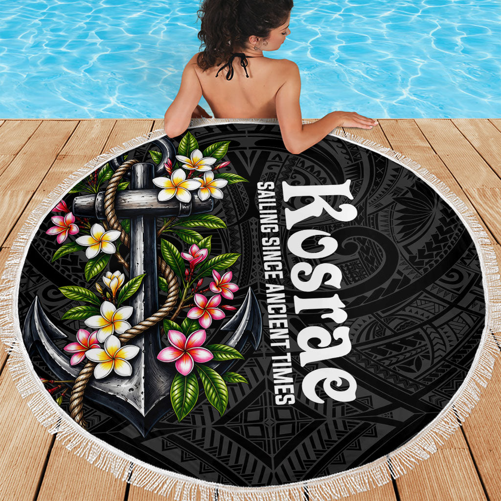 Kosrae Nautical Heritage Beach Blanket Polynesian Tribal Anchor With Plumeria Tropical Art TS04 - Polynesian Pride