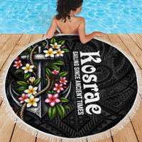Kosrae Nautical Heritage Beach Blanket Polynesian Tribal Anchor With Plumeria Tropical Art TS04 - Polynesian Pride