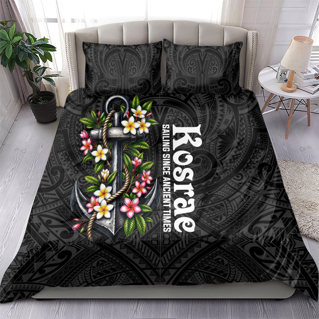 Kosrae Nautical Heritage Bedding Set Polynesian Tribal Anchor With Plumeria Tropical Art TS04 - Polynesian Pride