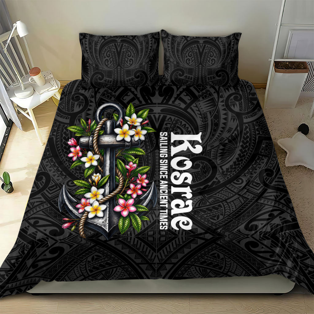 Kosrae Nautical Heritage Bedding Set Polynesian Tribal Anchor With Plumeria Tropical Art TS04 - Polynesian Pride