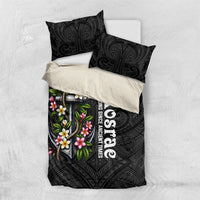 Kosrae Nautical Heritage Bedding Set Polynesian Tribal Anchor With Plumeria Tropical Art TS04 US Twin 172cm x 218cm Black Grey - Polynesian Pride