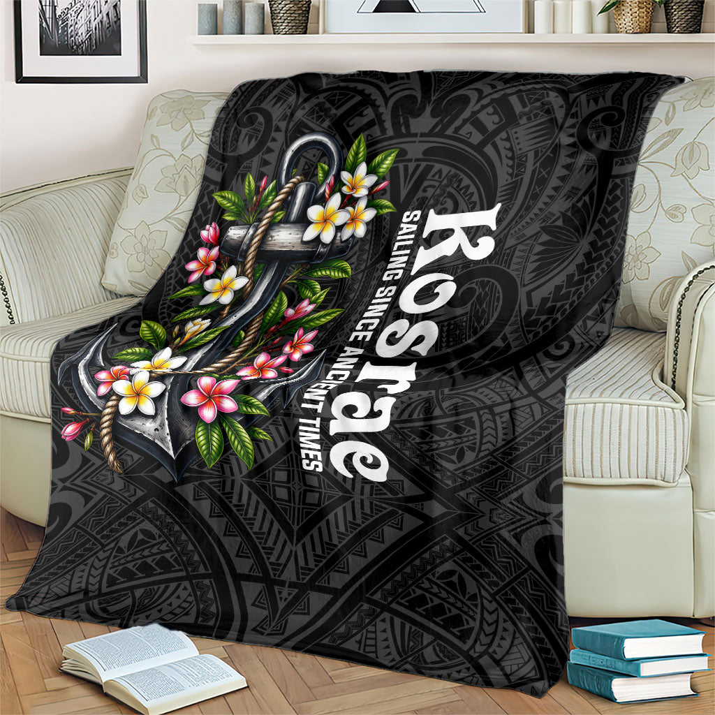 Kosrae Nautical Heritage Blanket Polynesian Tribal Anchor With Plumeria Tropical Art TS04 - Polynesian Pride