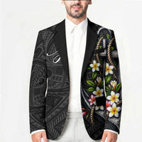 Kosrae Nautical Heritage Blazer Polynesian Tribal Anchor With Plumeria Tropical Art TS04 - Polynesian Pride