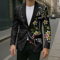 Kosrae Nautical Heritage Blazer Polynesian Tribal Anchor With Plumeria Tropical Art TS04 - Polynesian Pride