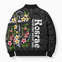 Kosrae Nautical Heritage Bomber Puffer Jacket Polynesian Tribal Anchor With Plumeria Tropical Art TS04 - Polynesian Pride