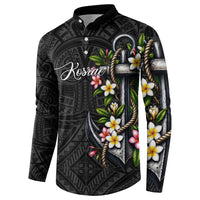 Kosrae Nautical Heritage Button Sweatshirt Polynesian Tribal Anchor With Plumeria Tropical Art TS04 - Polynesian Pride