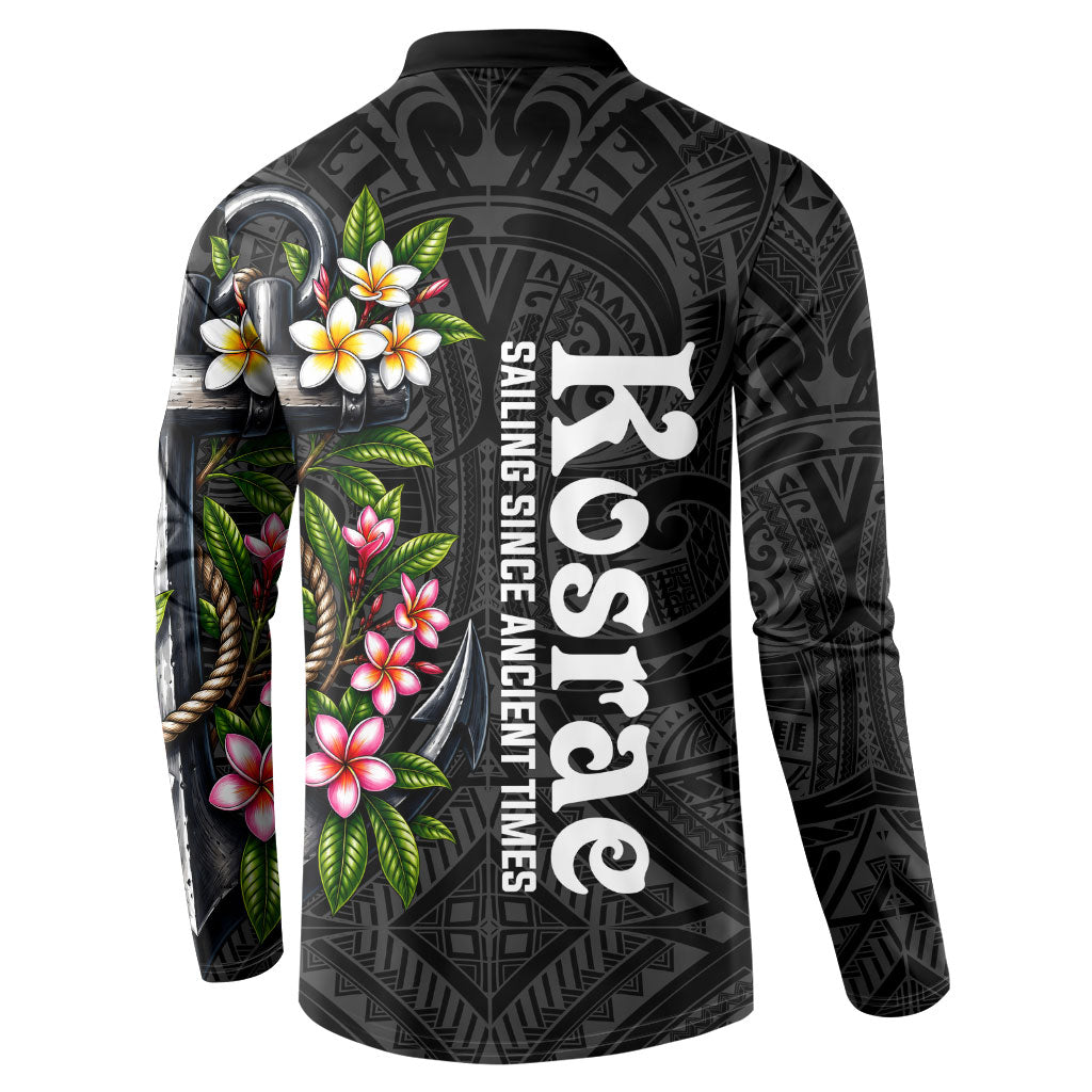 Kosrae Nautical Heritage Button Sweatshirt Polynesian Tribal Anchor With Plumeria Tropical Art TS04 - Polynesian Pride