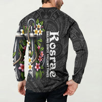 Kosrae Nautical Heritage Button Sweatshirt Polynesian Tribal Anchor With Plumeria Tropical Art TS04 - Polynesian Pride