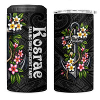 Kosrae Nautical Heritage 4 in 1 Can Cooler Tumbler Polynesian Tribal Anchor With Plumeria Tropical Art