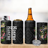 Kosrae Nautical Heritage 4 in 1 Can Cooler Tumbler Polynesian Tribal Anchor With Plumeria Tropical Art