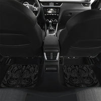 Kosrae Nautical Heritage Car Mats Polynesian Tribal Anchor With Plumeria Tropical Art TS04 Set 2pcs - Back Black Grey - Polynesian Pride