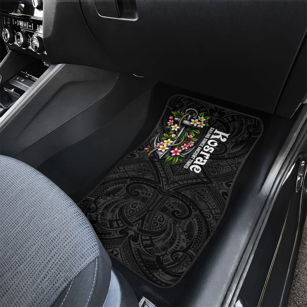 Kosrae Nautical Heritage Car Mats Polynesian Tribal Anchor With Plumeria Tropical Art TS04 - Polynesian Pride