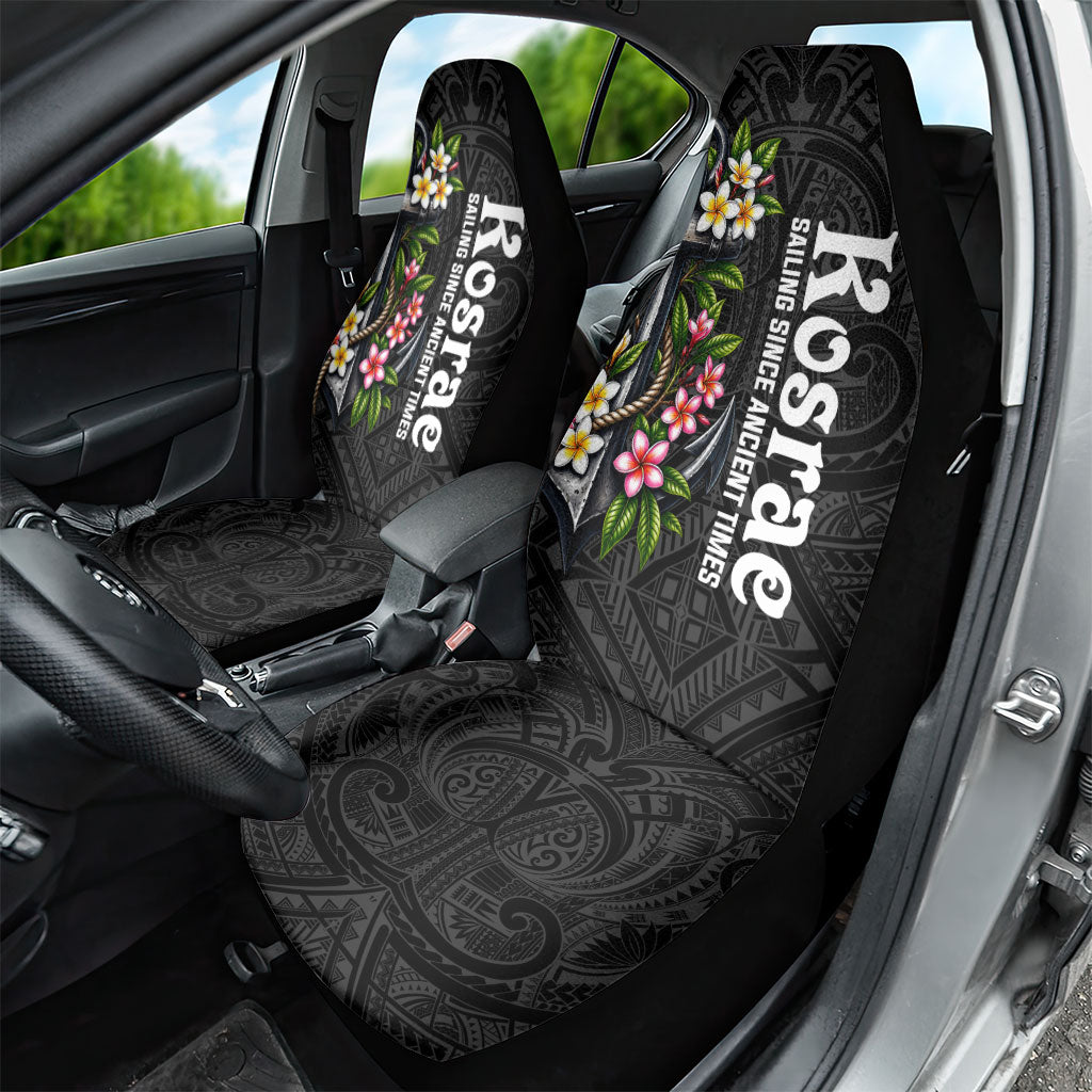 Kosrae Nautical Heritage Car Seat Cover Polynesian Tribal Anchor With Plumeria Tropical Art