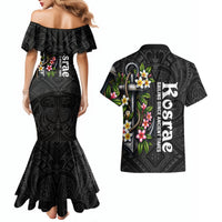 Kosrae Nautical Heritage Couples Matching Mermaid Dress and Hawaiian Shirt Polynesian Tribal Anchor With Plumeria Tropical Art TS04 - Polynesian Pride