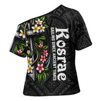 Kosrae Nautical Heritage Cross Shoulder Shirt Polynesian Tribal Anchor With Plumeria Tropical Art TS04 - Polynesian Pride