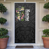 Kosrae Nautical Heritage Door Cover Polynesian Tribal Anchor With Plumeria Tropical Art TS04 Black Grey - Polynesian Pride