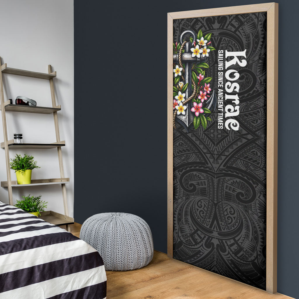 Kosrae Nautical Heritage Door Cover Polynesian Tribal Anchor With Plumeria Tropical Art TS04 - Polynesian Pride