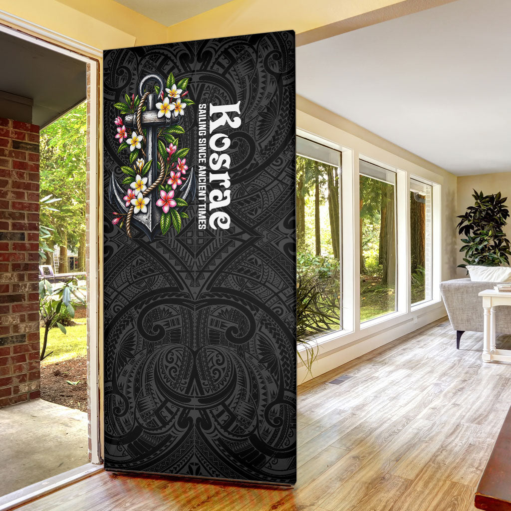 Kosrae Nautical Heritage Door Cover Polynesian Tribal Anchor With Plumeria Tropical Art TS04 - Polynesian Pride