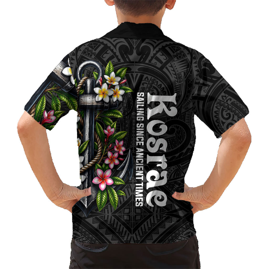 Kosrae Nautical Heritage Family Matching Mermaid Dress and Hawaiian Shirt Polynesian Tribal Anchor With Plumeria Tropical Art