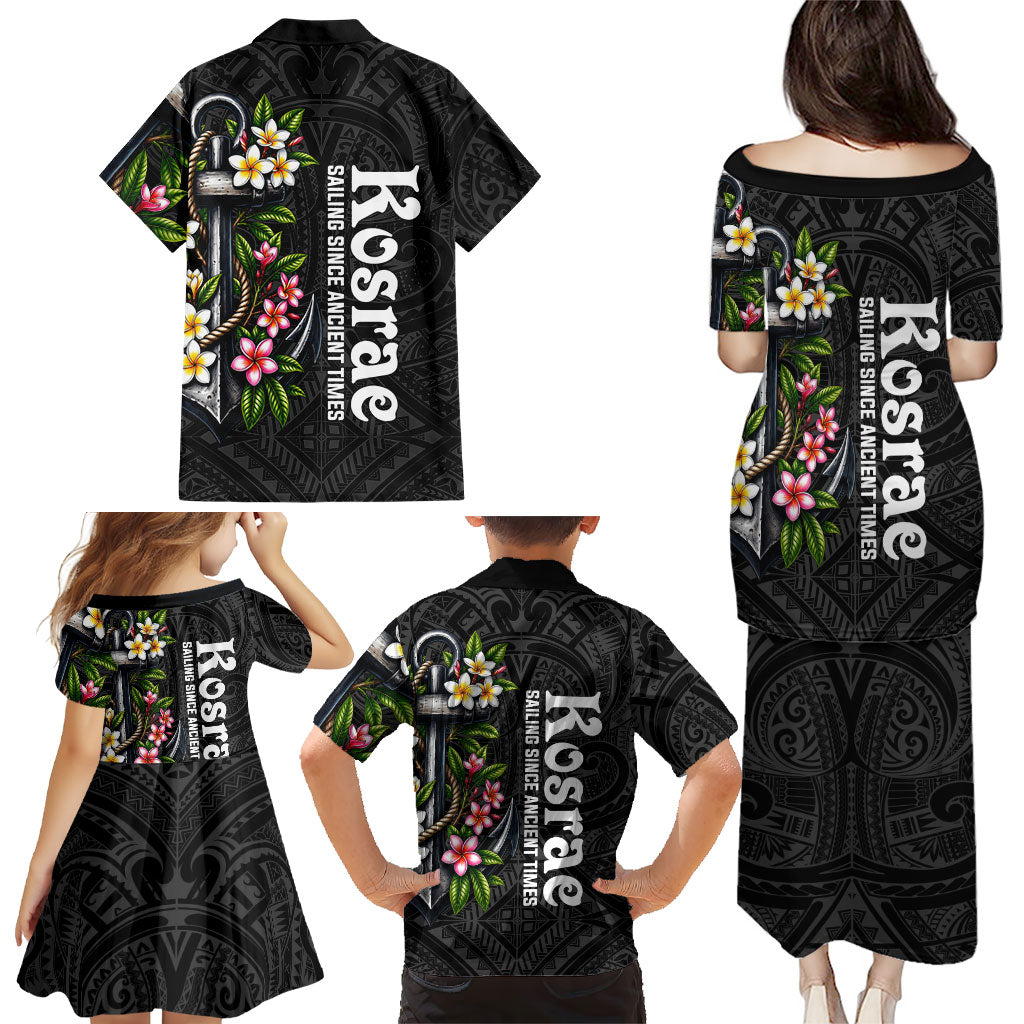 Kosrae Nautical Heritage Family Matching Puletasi and Hawaiian Shirt Polynesian Tribal Anchor With Plumeria Tropical Art TS04 - Polynesian Pride