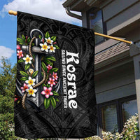 Kosrae Nautical Heritage Garden Flag Polynesian Tribal Anchor With Plumeria Tropical Art TS04 - Polynesian Pride