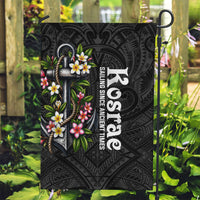 Kosrae Nautical Heritage Garden Flag Polynesian Tribal Anchor With Plumeria Tropical Art TS04 Garden Flag Black Grey - Polynesian Pride
