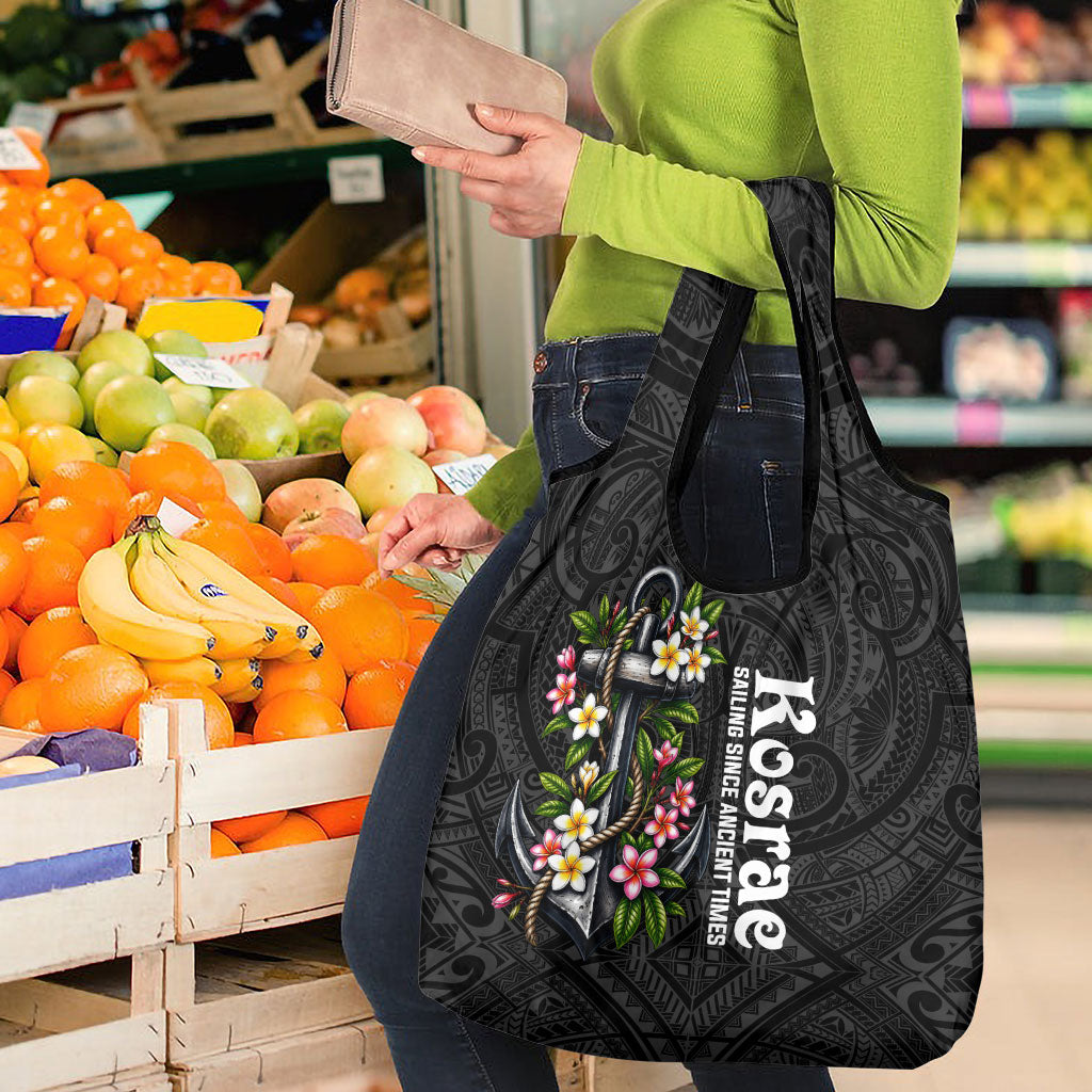 Kosrae Nautical Heritage Grocery Bag Polynesian Tribal Anchor With Plumeria Tropical Art TS04 - Polynesian Pride