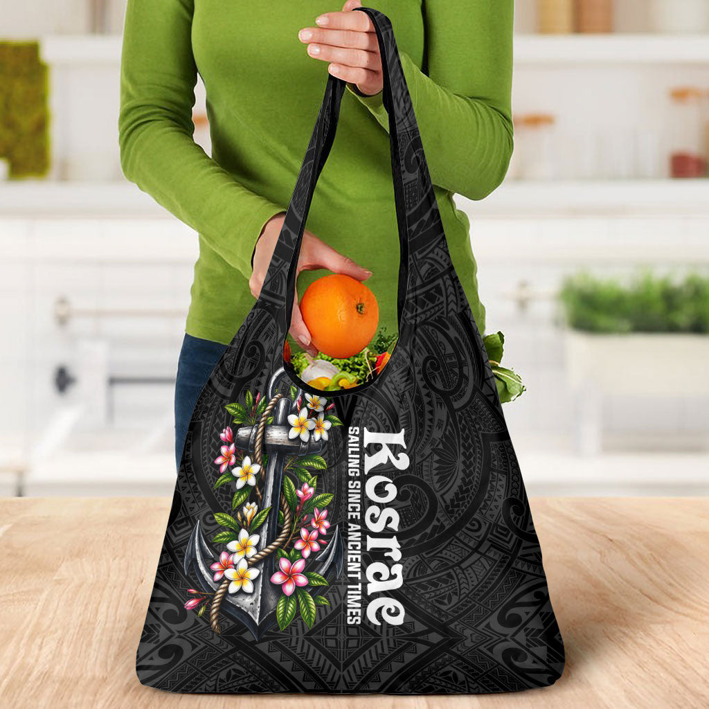 Kosrae Nautical Heritage Grocery Bag Polynesian Tribal Anchor With Plumeria Tropical Art TS04 - Polynesian Pride