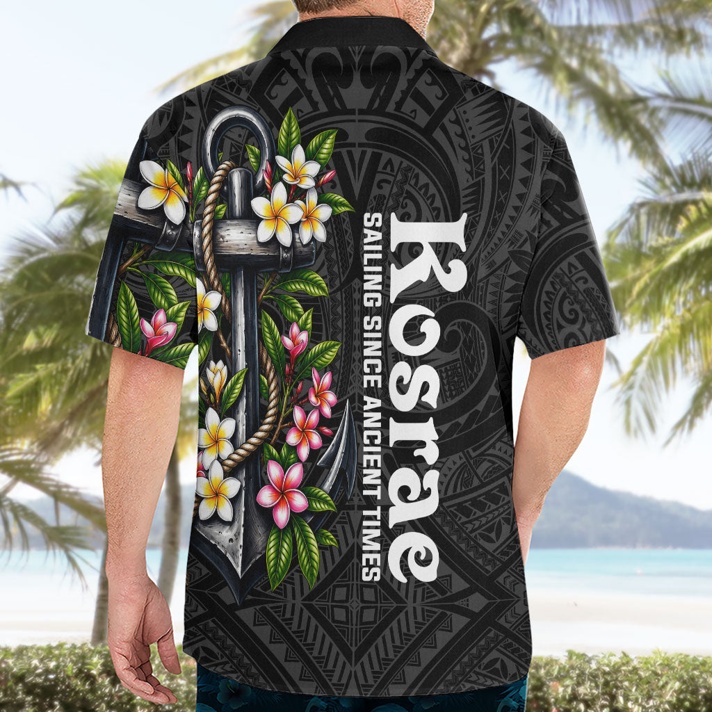 Kosrae Nautical Heritage Hawaiian Shirt Polynesian Tribal Anchor With Plumeria Tropical Art