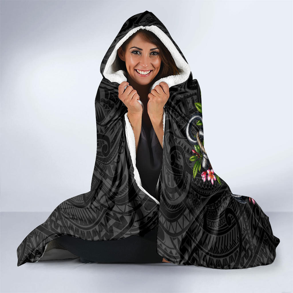 Kosrae Nautical Heritage Hooded Blanket Polynesian Tribal Anchor With Plumeria Tropical Art TS04 - Polynesian Pride