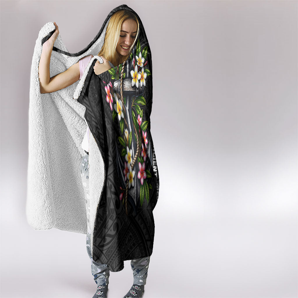 Kosrae Nautical Heritage Hooded Blanket Polynesian Tribal Anchor With Plumeria Tropical Art TS04 - Polynesian Pride
