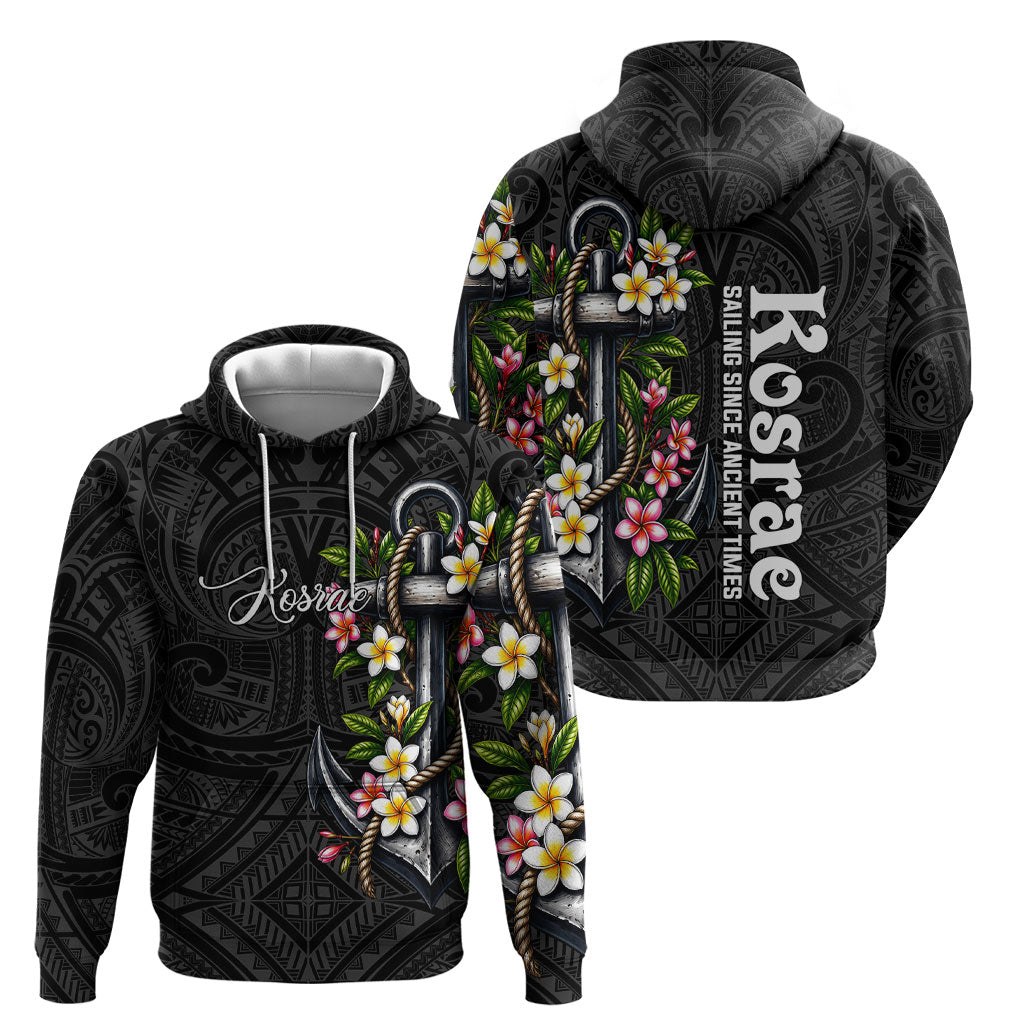 Kosrae Nautical Heritage Hoodie Polynesian Tribal Anchor With Plumeria Tropical Art TS04 - Polynesian Pride