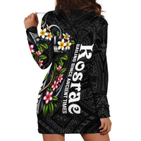 Kosrae Nautical Heritage Hoodie Dress Polynesian Tribal Anchor With Plumeria Tropical Art