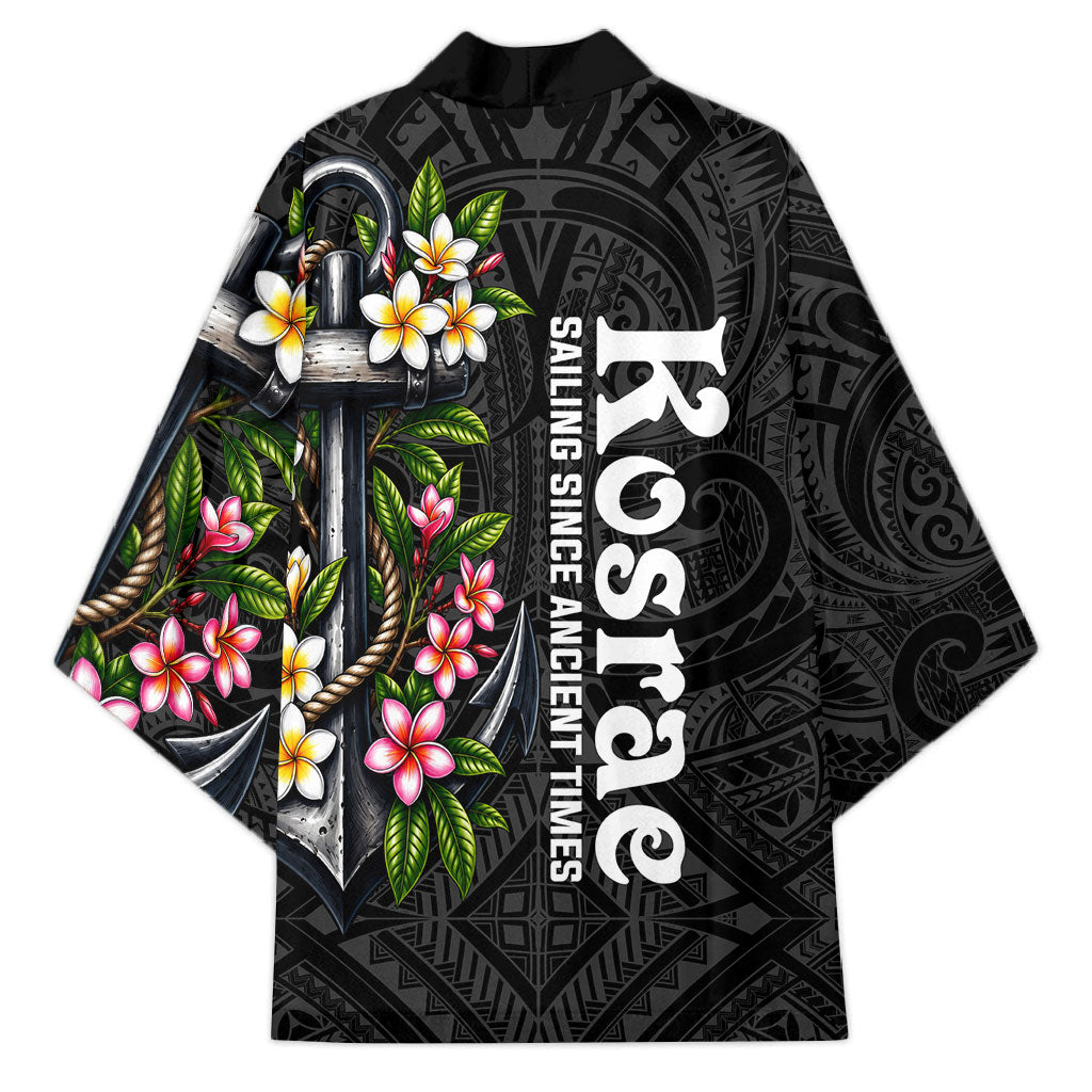 Kosrae Nautical Heritage Kimono Polynesian Tribal Anchor With Plumeria Tropical Art TS04 - Polynesian Pride