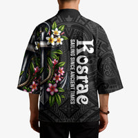Kosrae Nautical Heritage Kimono Polynesian Tribal Anchor With Plumeria Tropical Art TS04 - Polynesian Pride