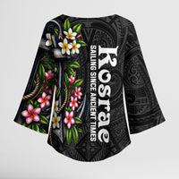 Kosrae Nautical Heritage Kimono Sleeve Blouse Polynesian Tribal Anchor With Plumeria Tropical Art TS04 - Polynesian Pride
