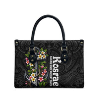 Kosrae Nautical Heritage Leather Bag Polynesian Tribal Anchor With Plumeria Tropical Art TS04 - Polynesian Pride