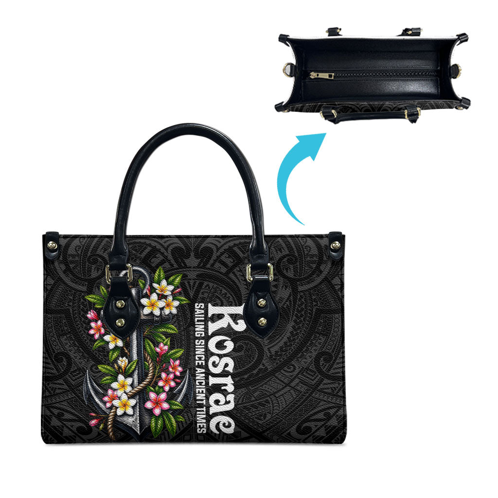 Kosrae Nautical Heritage Leather Bag Polynesian Tribal Anchor With Plumeria Tropical Art TS04 - Polynesian Pride