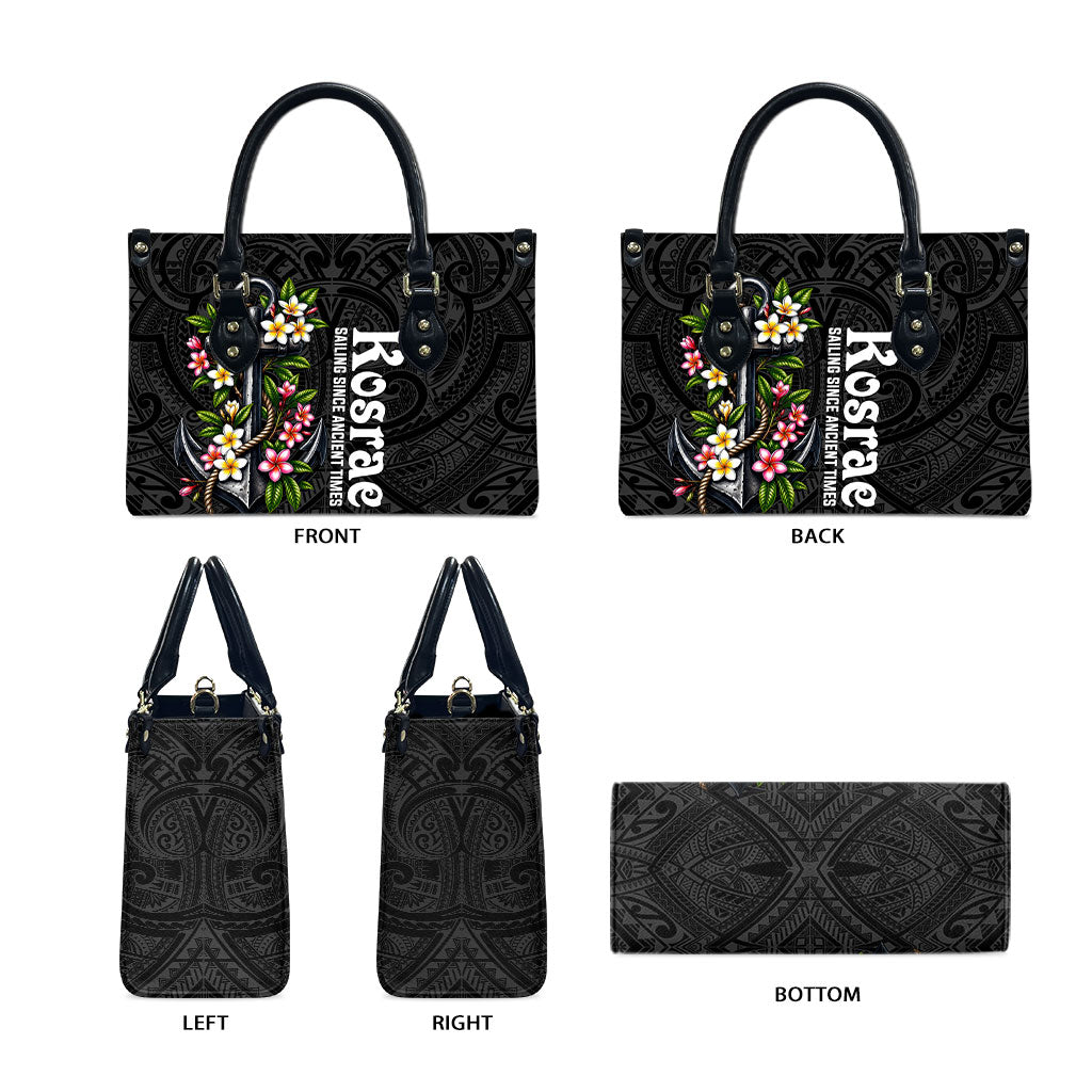 Kosrae Nautical Heritage Leather Bag Polynesian Tribal Anchor With Plumeria Tropical Art TS04 - Polynesian Pride
