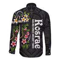 Kosrae Nautical Heritage Long Sleeve Button Shirt Polynesian Tribal Anchor With Plumeria Tropical Art TS04 - Polynesian Pride