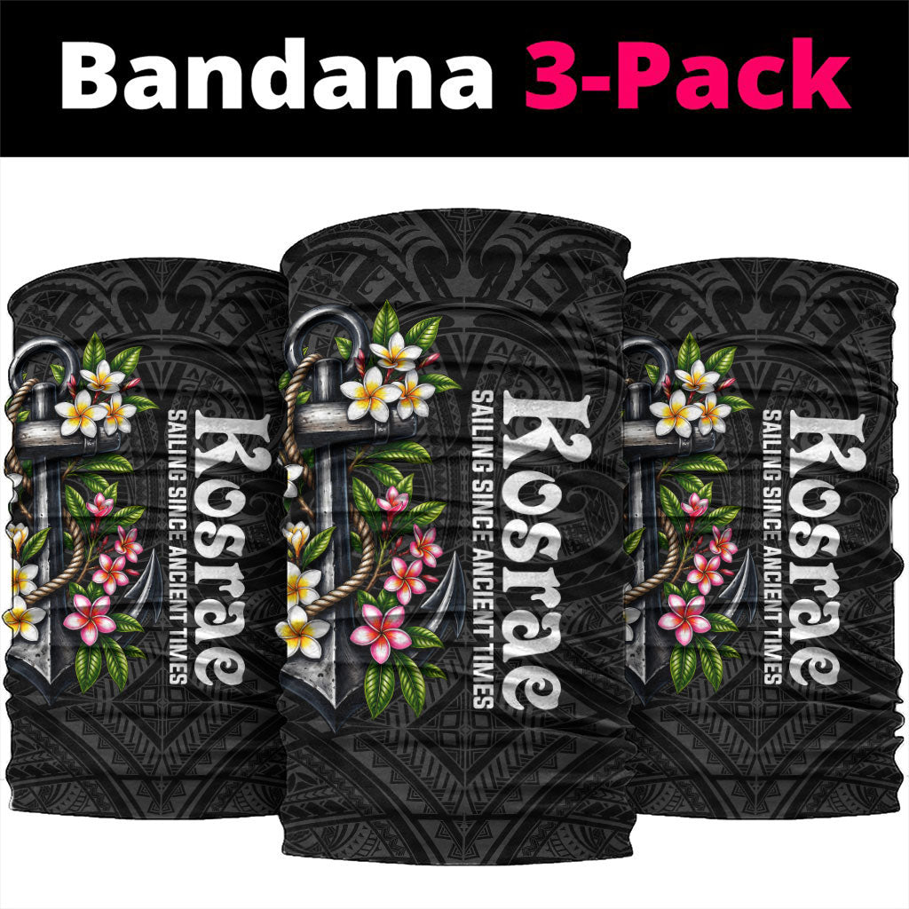 Kosrae Nautical Heritage Neck Gaiter Polynesian Tribal Anchor With Plumeria Tropical Art TS04 package One Size: 25*50cm Black Grey - Polynesian Pride