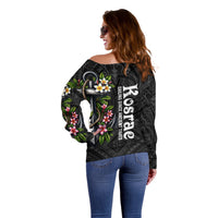Kosrae Nautical Heritage Off Shoulder Sweater Polynesian Tribal Anchor With Plumeria Tropical Art TS04 - Polynesian Pride
