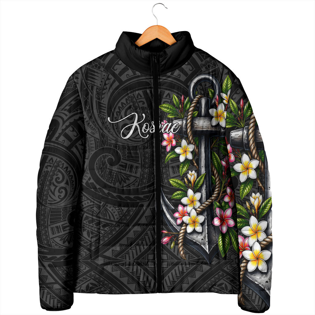 Kosrae Nautical Heritage Padded Jacket Polynesian Tribal Anchor With Plumeria Tropical Art TS04 - Polynesian Pride