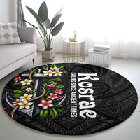 Kosrae Nautical Heritage Round Carpet Polynesian Tribal Anchor With Plumeria Tropical Art TS04 - Polynesian Pride