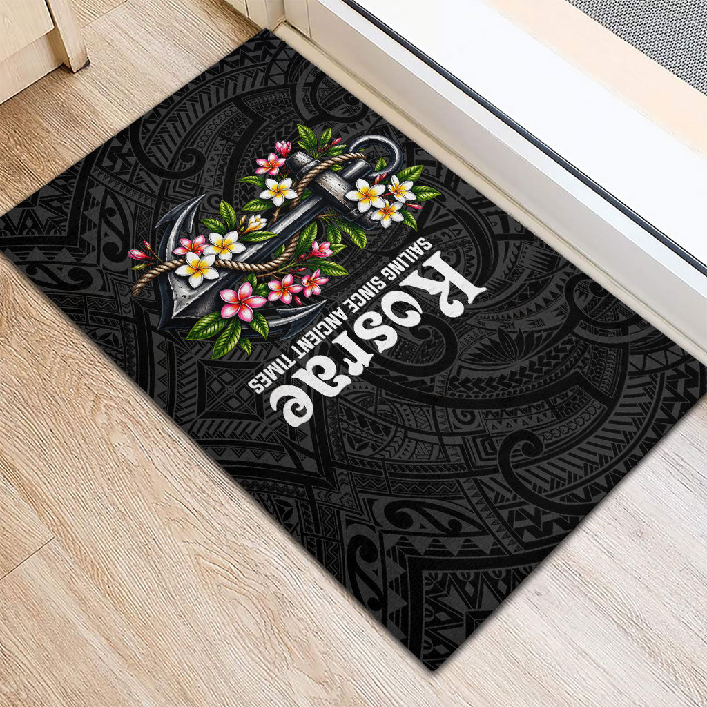 Kosrae Nautical Heritage Rubber Doormat Polynesian Tribal Anchor With Plumeria Tropical Art TS04 - Polynesian Pride