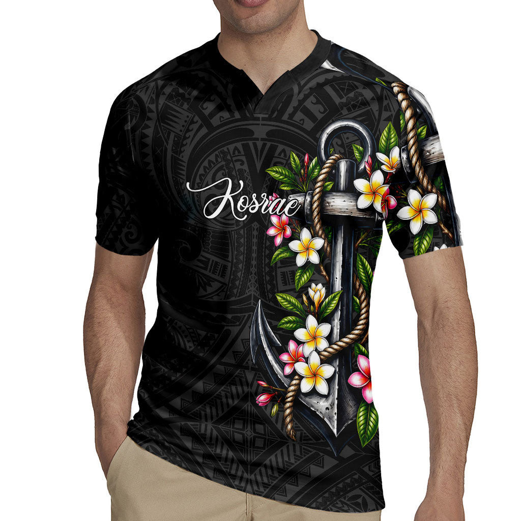Kosrae Nautical Heritage Rugby Jersey Polynesian Tribal Anchor With Plumeria Tropical Art TS04 - Polynesian Pride