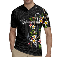 Kosrae Nautical Heritage Rugby Jersey Polynesian Tribal Anchor With Plumeria Tropical Art TS04 - Polynesian Pride