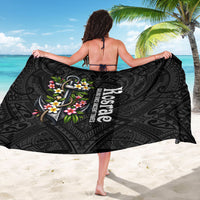 Kosrae Nautical Heritage Sarong Polynesian Tribal Anchor With Plumeria Tropical Art TS04 - Polynesian Pride